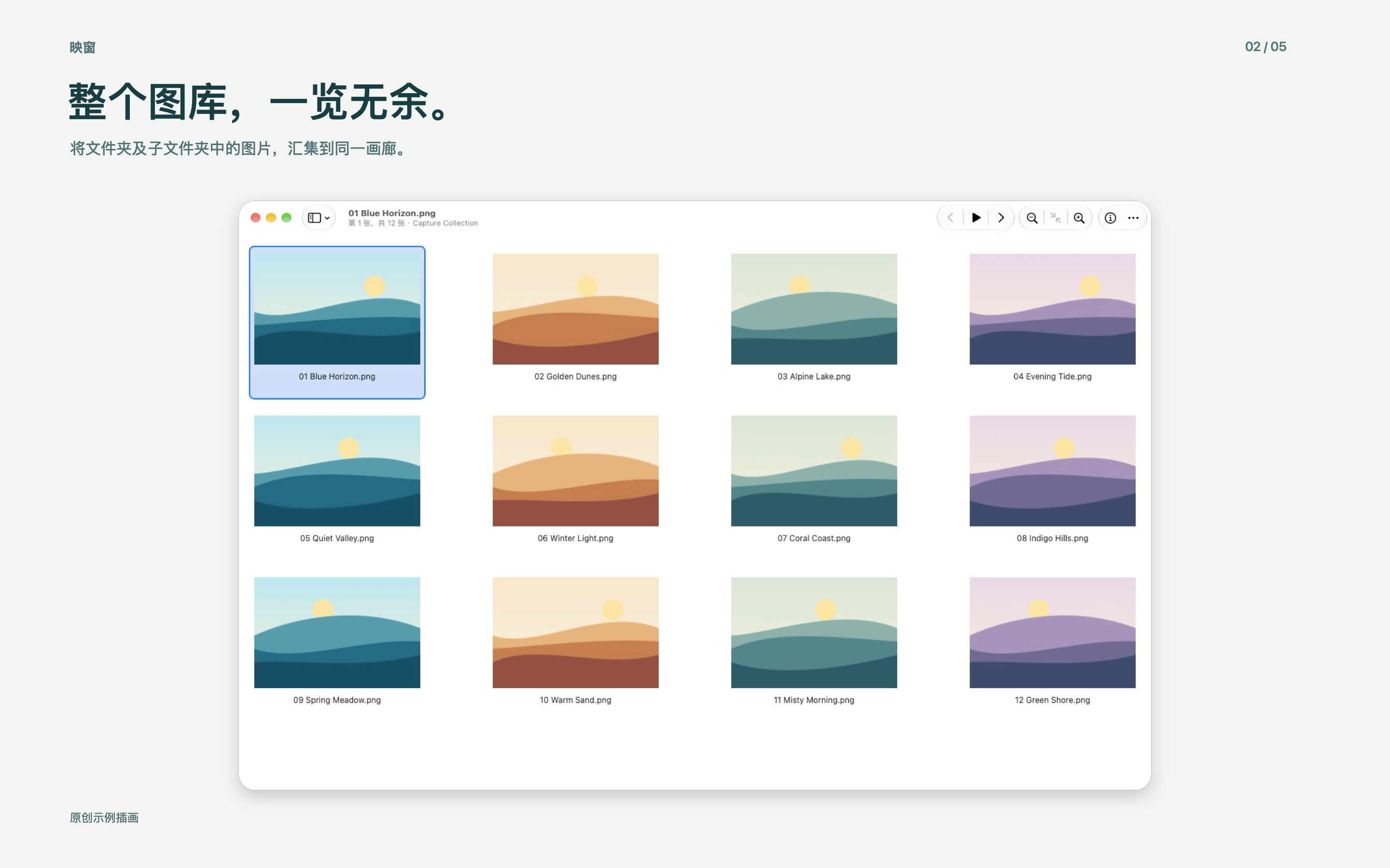 整个图库,一览无余。